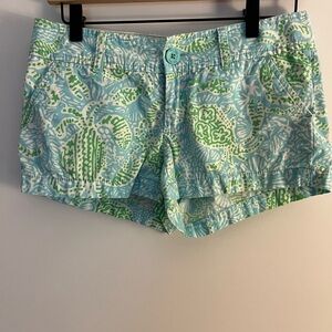 Lilly Pulitzer green blue paisley Walsh short 3" sz 0 preppy summer